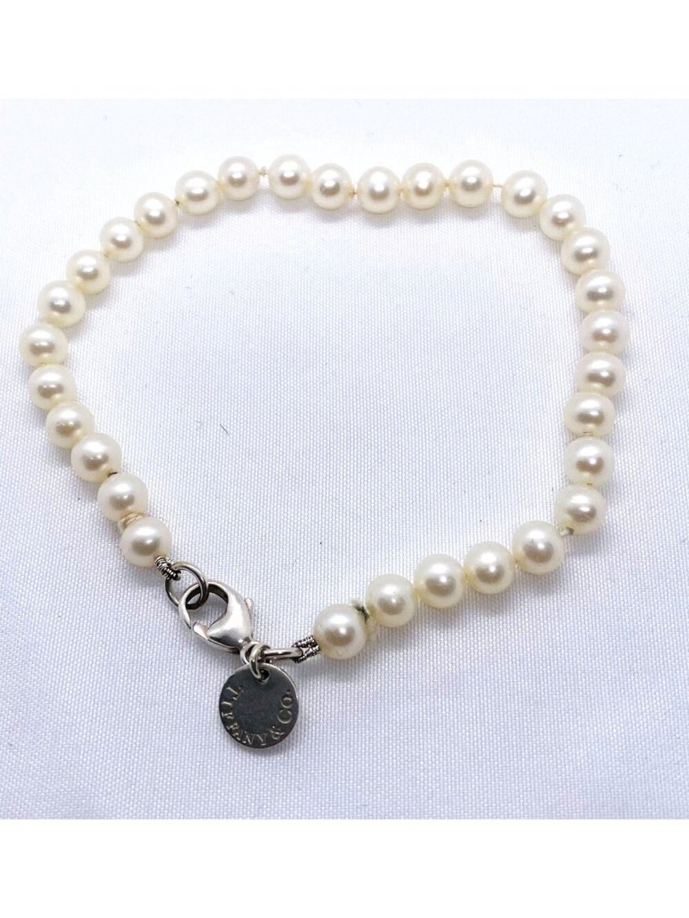 Tiffany & Co Sterling Silver 925 Pearl Bracelet 7.75  5-5.4mm Pearls